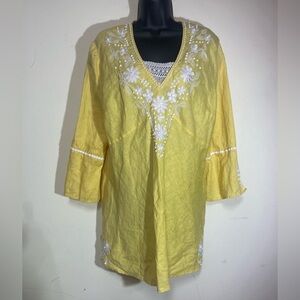 (B4)LAFAYETTE 148, dress, linen, embroidered,‎ size 16